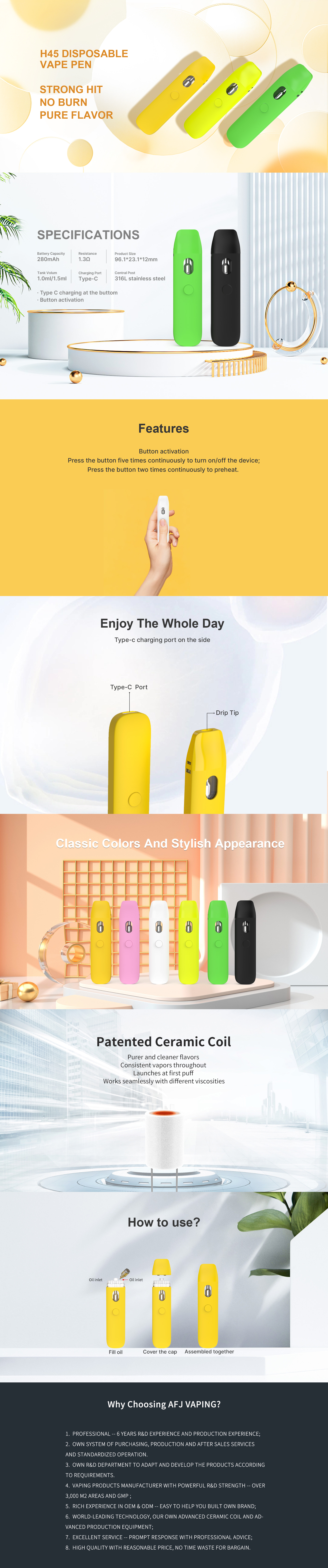 H45 button control version disposable thc pen.It is a better thc vape pen for smoking.